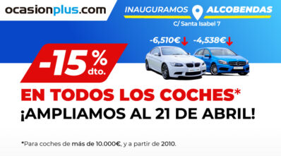 Ampliamos hasta el 21 de abril el 15% de descuento en coches de más de 10.000 euros